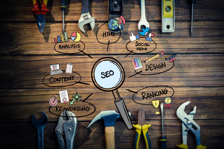 Digital marketing planning tools on a desk
